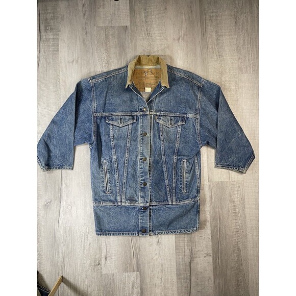 Levi's Other - Vintage LEVI'S MADE IN USA Womens Corduroy Collar Blue 90s Denim Jacket Medium